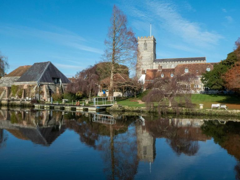 A picture of Wareham church taken by the river