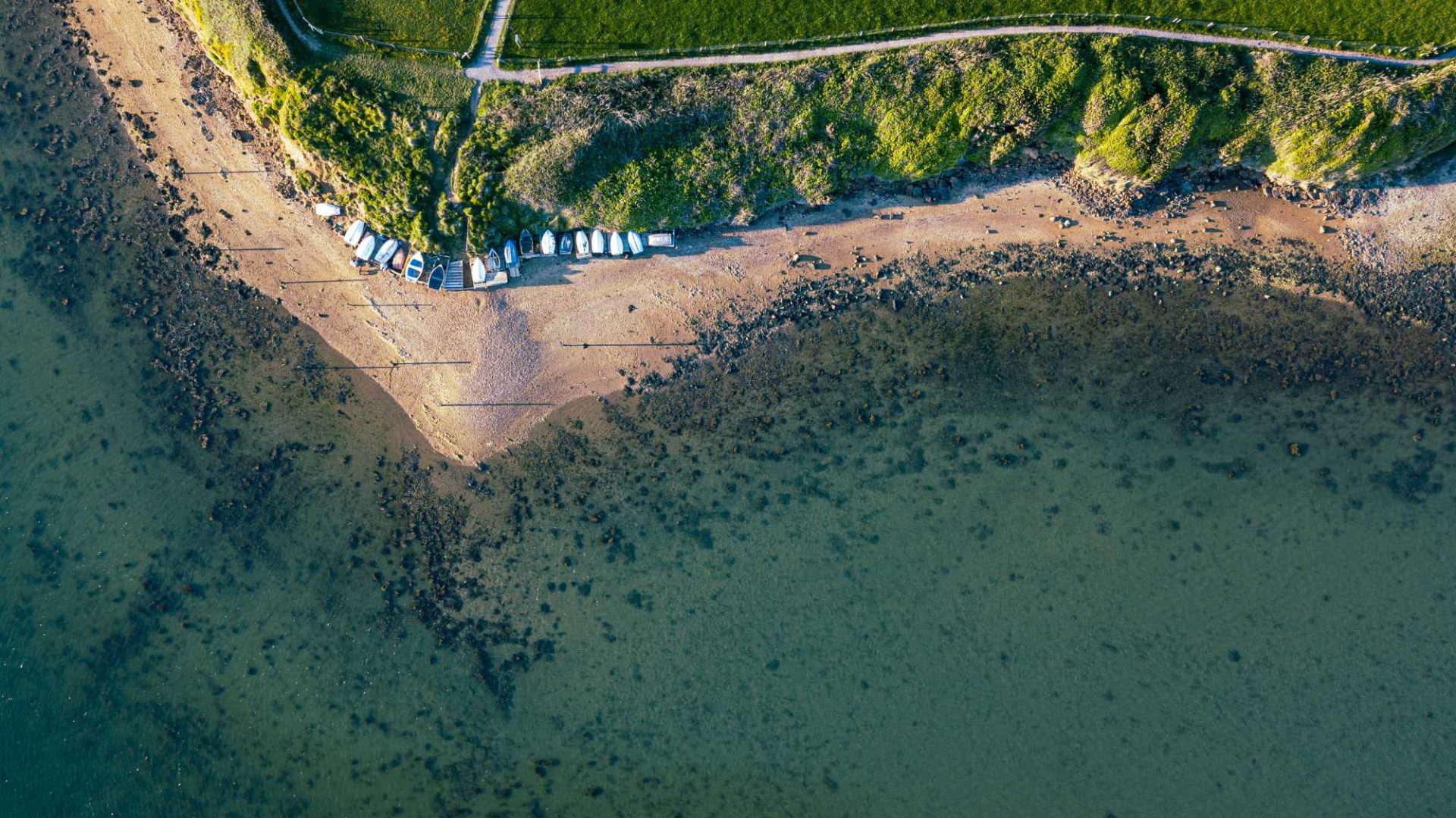 Drone shot of Dorset Beach