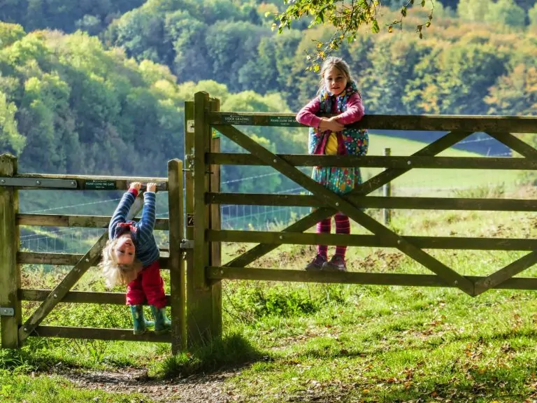 Two children enjoying a walk