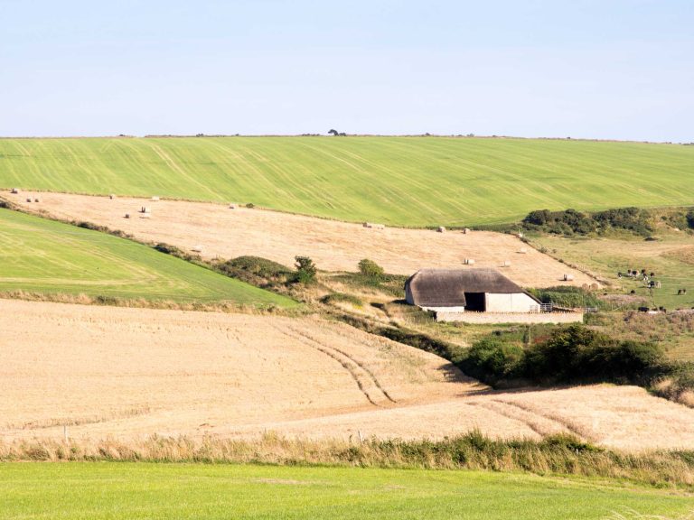 Barn on countryside hill near Purbeck, Dorset