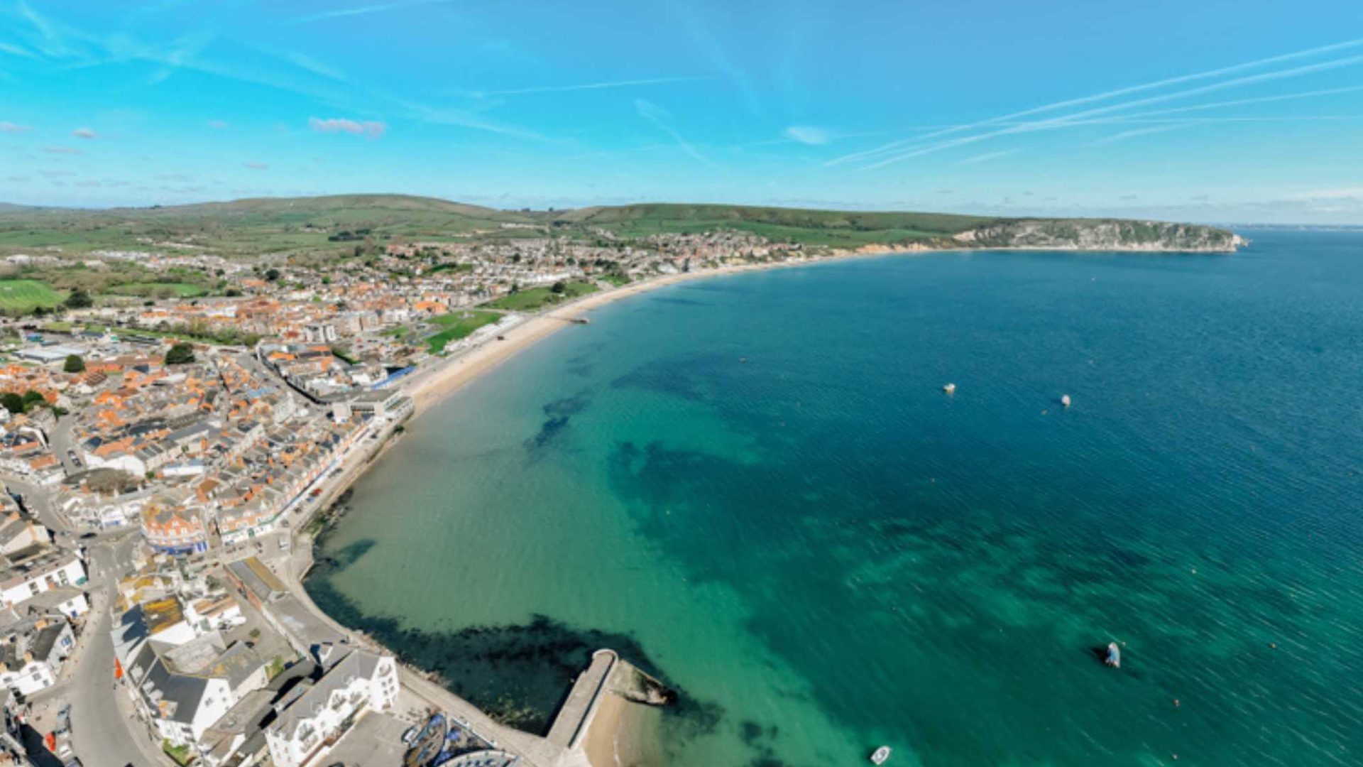 Drone shot of Swanage