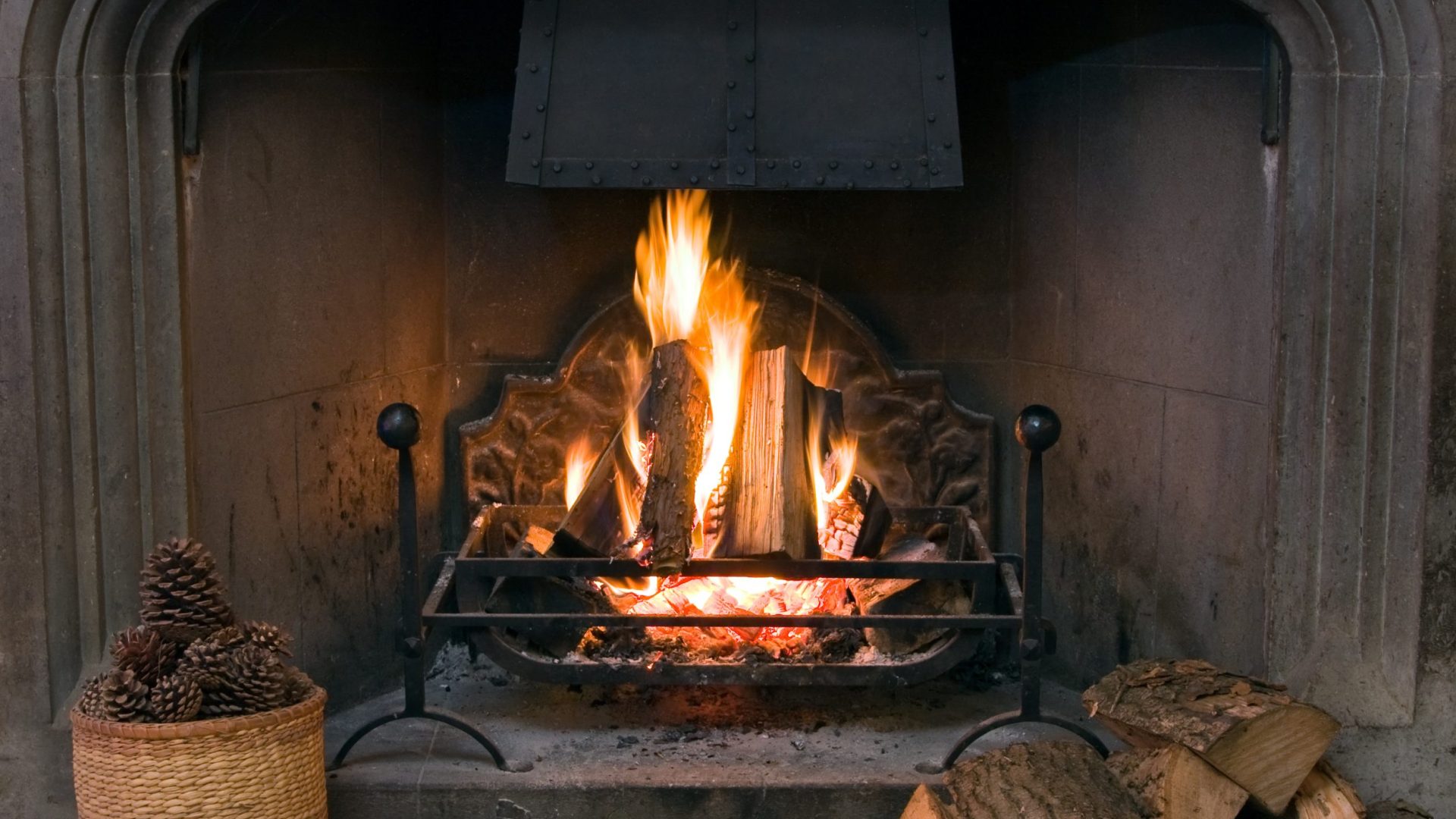 winter fireplace at a dorset holiday cottage