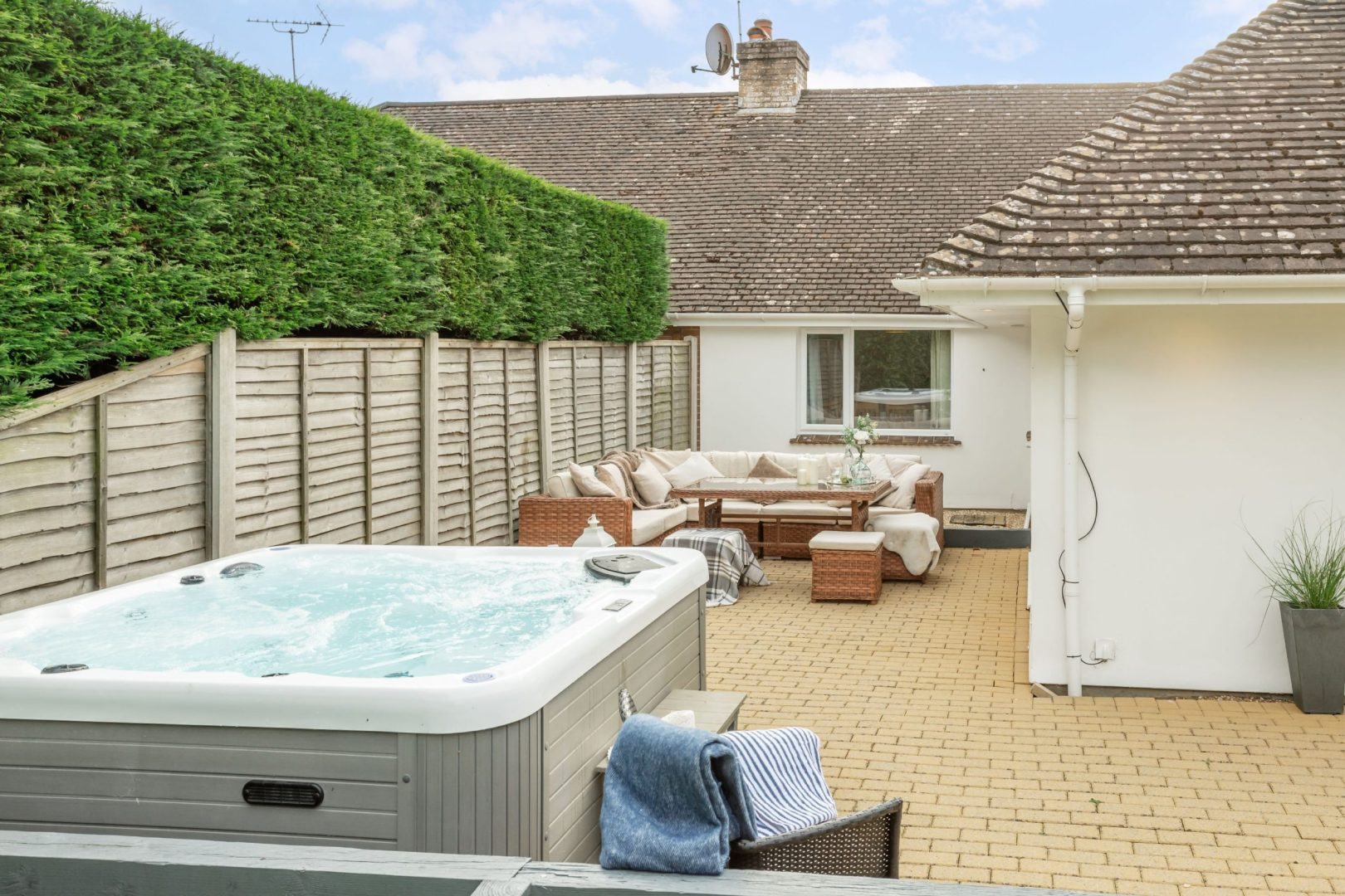 hot tub and garden furniture
