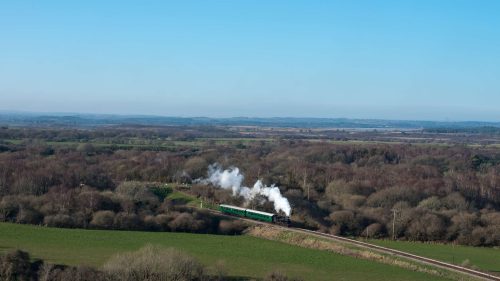 Swanage Steam Train in Dorset during spring