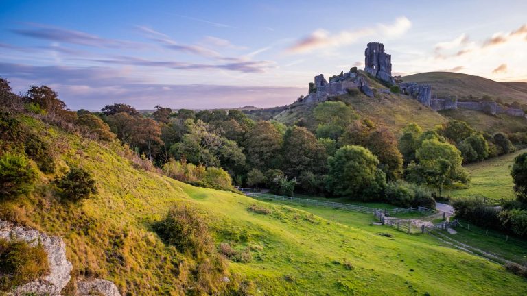 Corfe Castle Ruins from afar