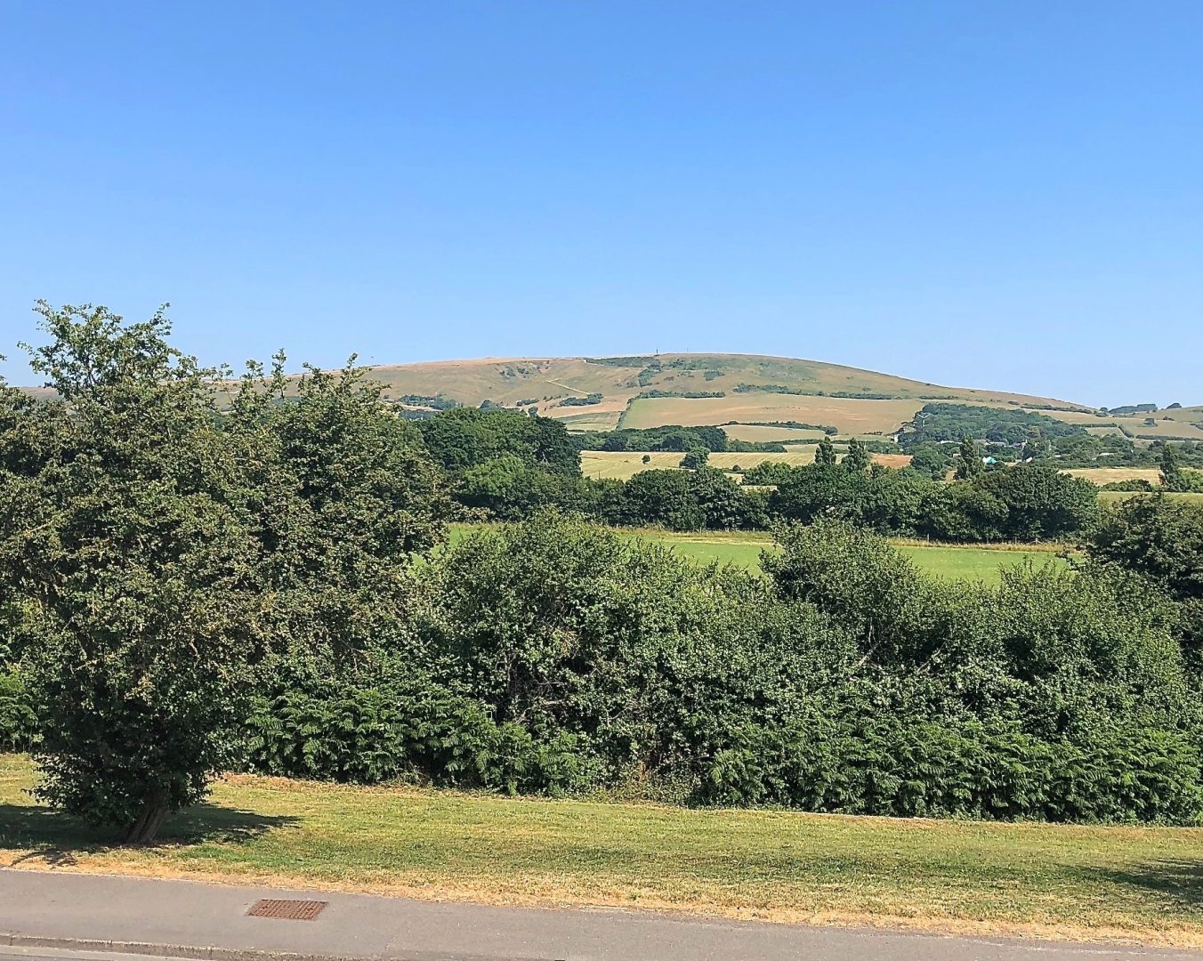 view from angel cottage to the purbeck hills