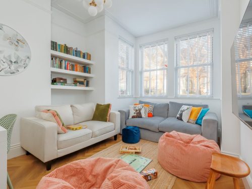 Comfortable sofa seating in the lounge at Beachway House holiday cottage