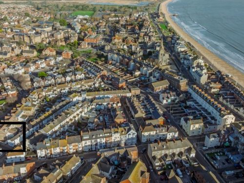 Beachway House holiday home aerial or exterior view