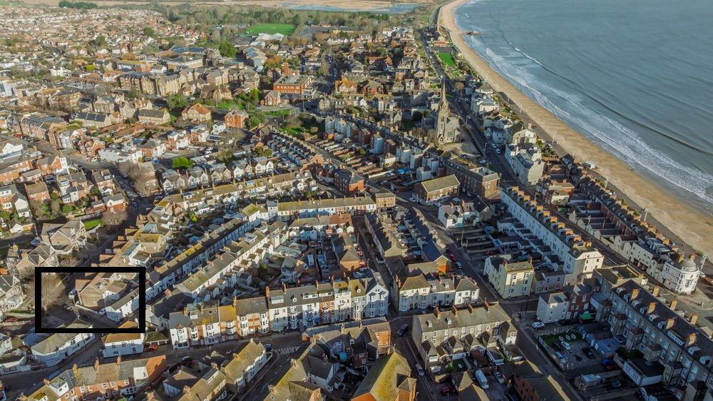 Beachway House holiday home aerial or exterior view