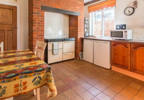 kitchen in a holiday home in swanage