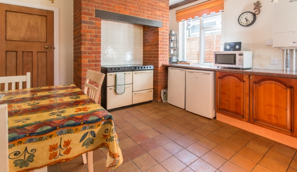 kitchen in a holiday home in swanage