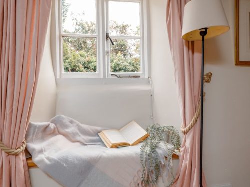 window seat in thatched cottage